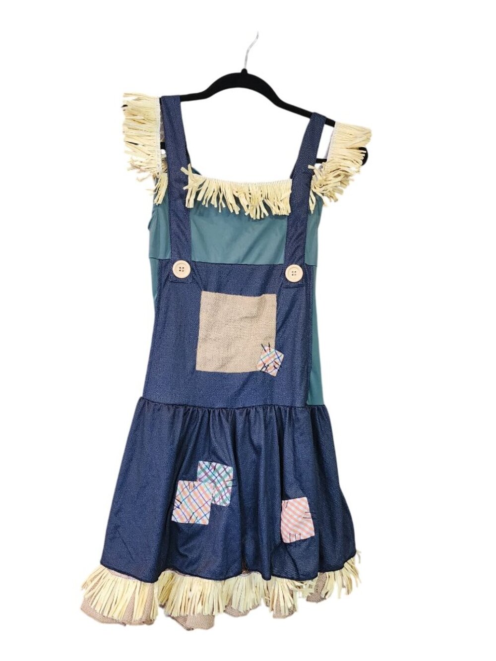 Wizard of Oz Scarecrow Patchwork Straw Hay Dress Halloween Costume JR Large 11-